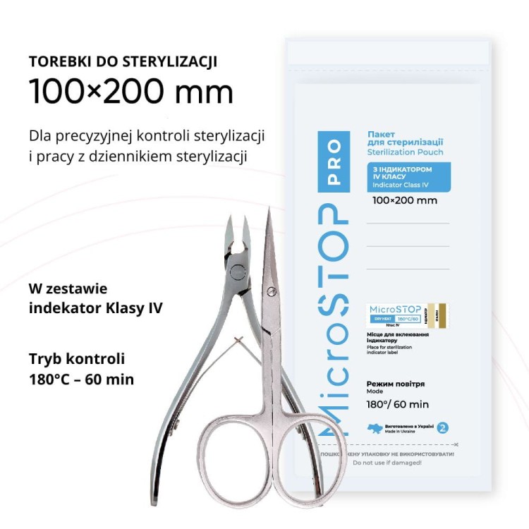 Torebki MicroStop Pro papierowe do Sterylizacji 100x200 mm