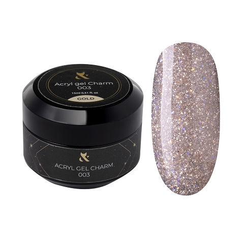 F.O.X Acryl Gel Charm GOLD 003 z brokatem, 15 ml słoiczek