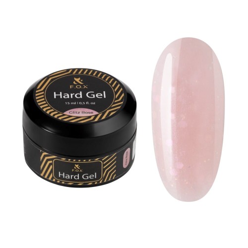F.O.X Hard gel Glitz Rose, 15 ml żel z dużym brokatem