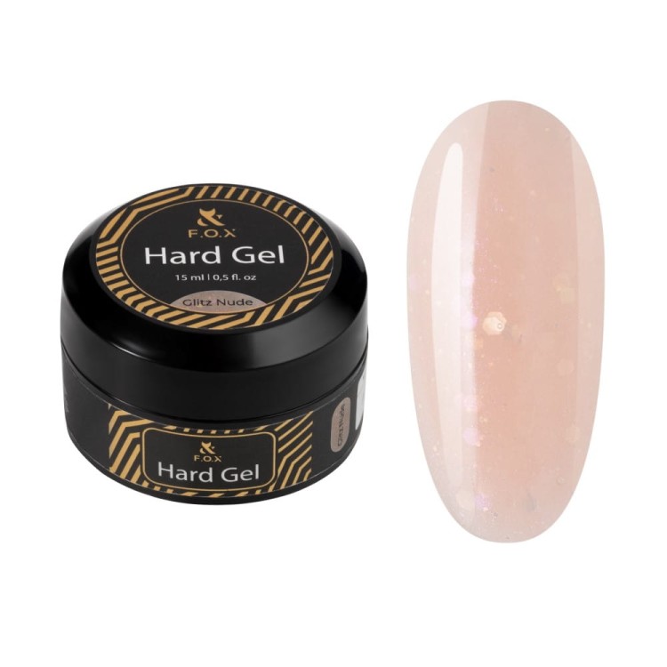 F.O.X Hard gel Glitz Nude, 15 ml żel z dużym brokatem
